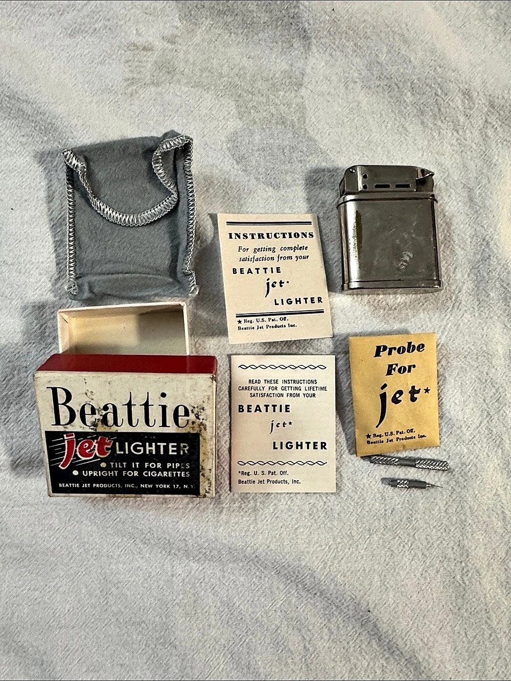 Vintage Beattie Jet Lighter No. 1 Nickel Silver